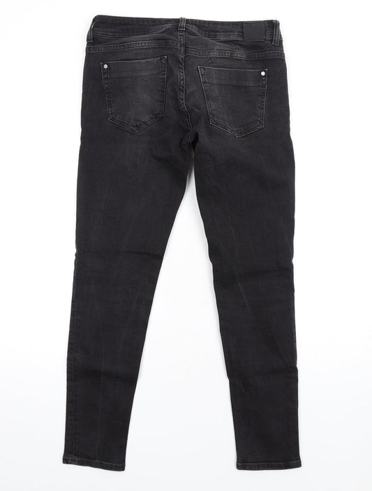 Zara Womens Grey Cotton Skinny Jeans Size 10 L30 in Regular Zip