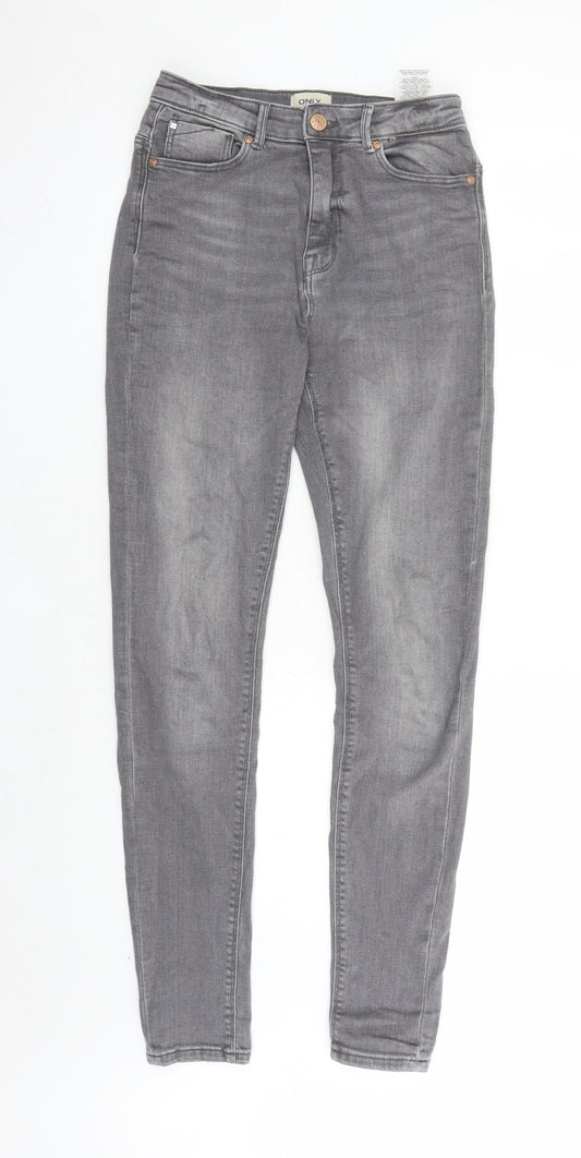 Additional front view of Only women’s green cotton skinny jeans, size M, 30-inch leg regular zip