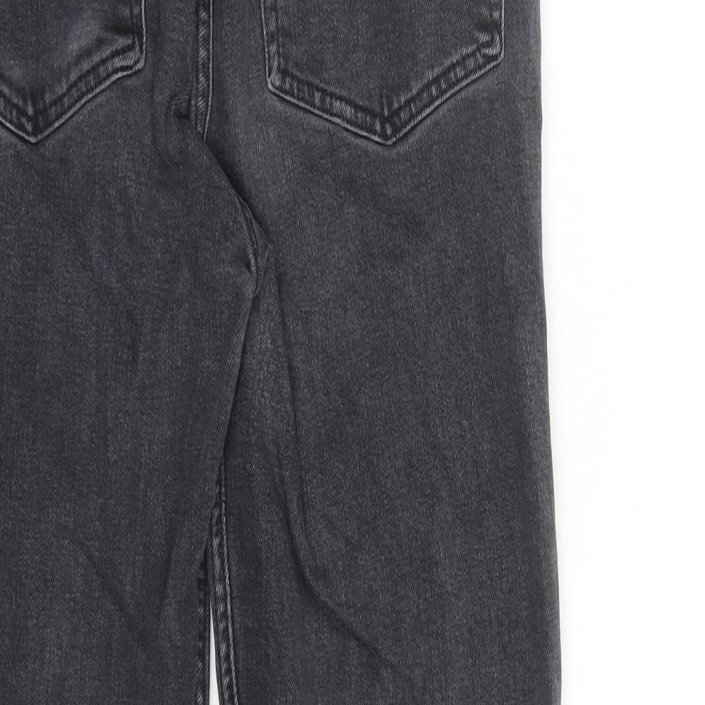 Re/Done Womens Black Cotton Straight Jeans Size 28 in L25 in Regular Button - Raw Hems