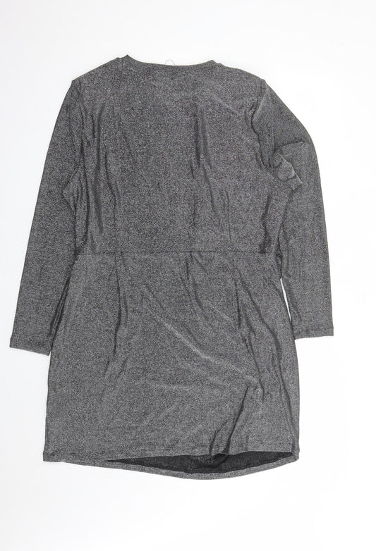 Marks and Spencer Womens Silver Polyamide A-Line Size 20 Round Neck Pullover - Shoulder Pads