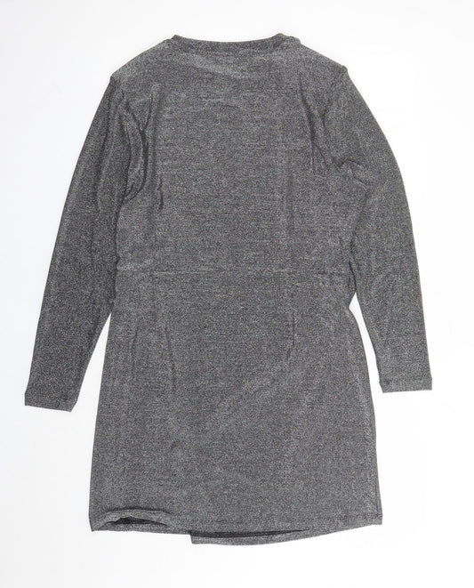 Marks and Spencer Womens Silver Polyamide A-Line Size 18 Round Neck Pullover - Shoulder Pads