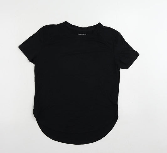 Additional front view of ESPRIT women’s black polyester pullover t-shirt, size XS, round neck pullover