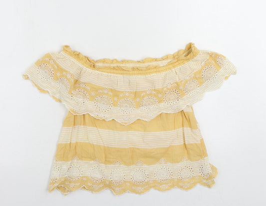 Womens UK Size XS American Eagle Outfitters Yellow Cropped Blouse