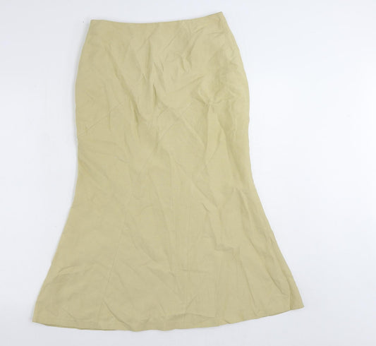 Precis Petite Womens Beige Silk Trumpet Skirt Size 8 Zip