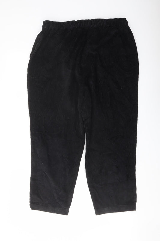 Classic Womens Black Cotton Trousers Size 20 L24 in Regular
