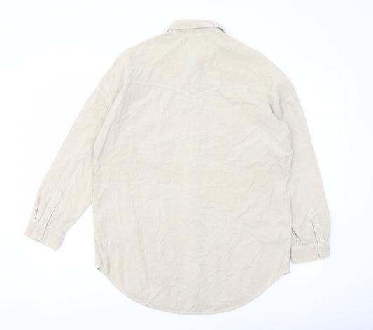 Womens UK Size S Pull&Bear Beige Basic Button-Up