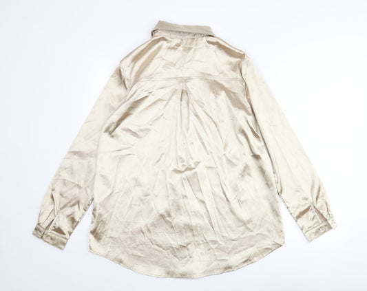 Womens UK Size S PRETTYLITTLETHING Gold Basic Button-Up