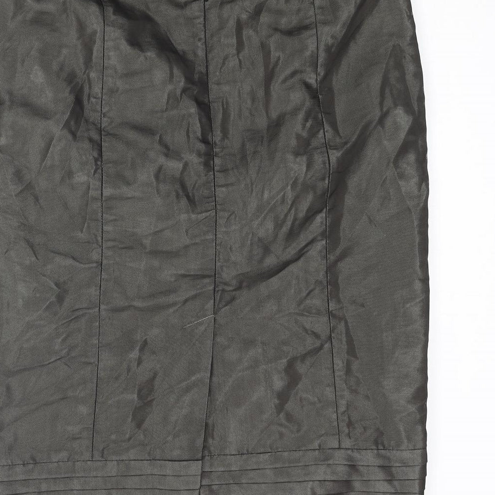 NEXT Womens Black Polyester Straight & Pencil Skirt Size 30 in Zip - Velvet Waistband Detail