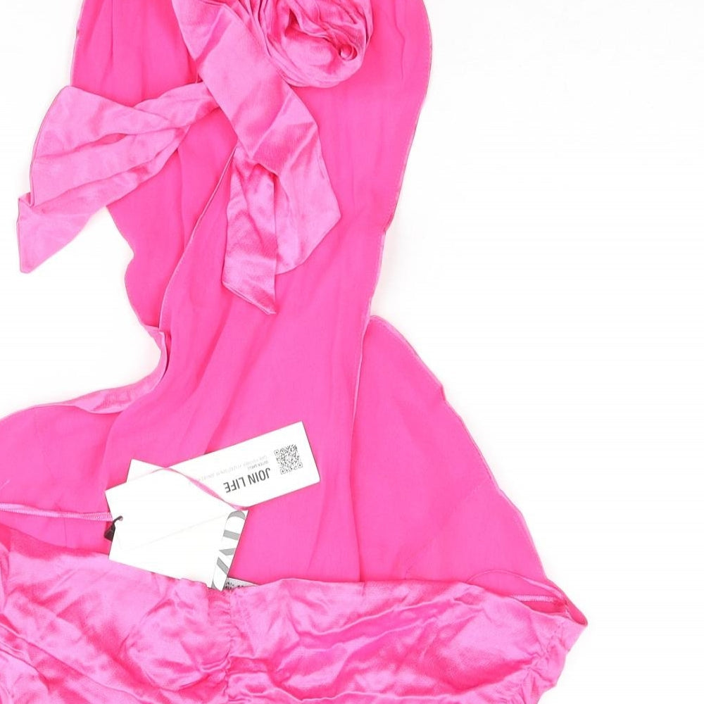 Womens UK Size M Zara Pink Cropped Blouse