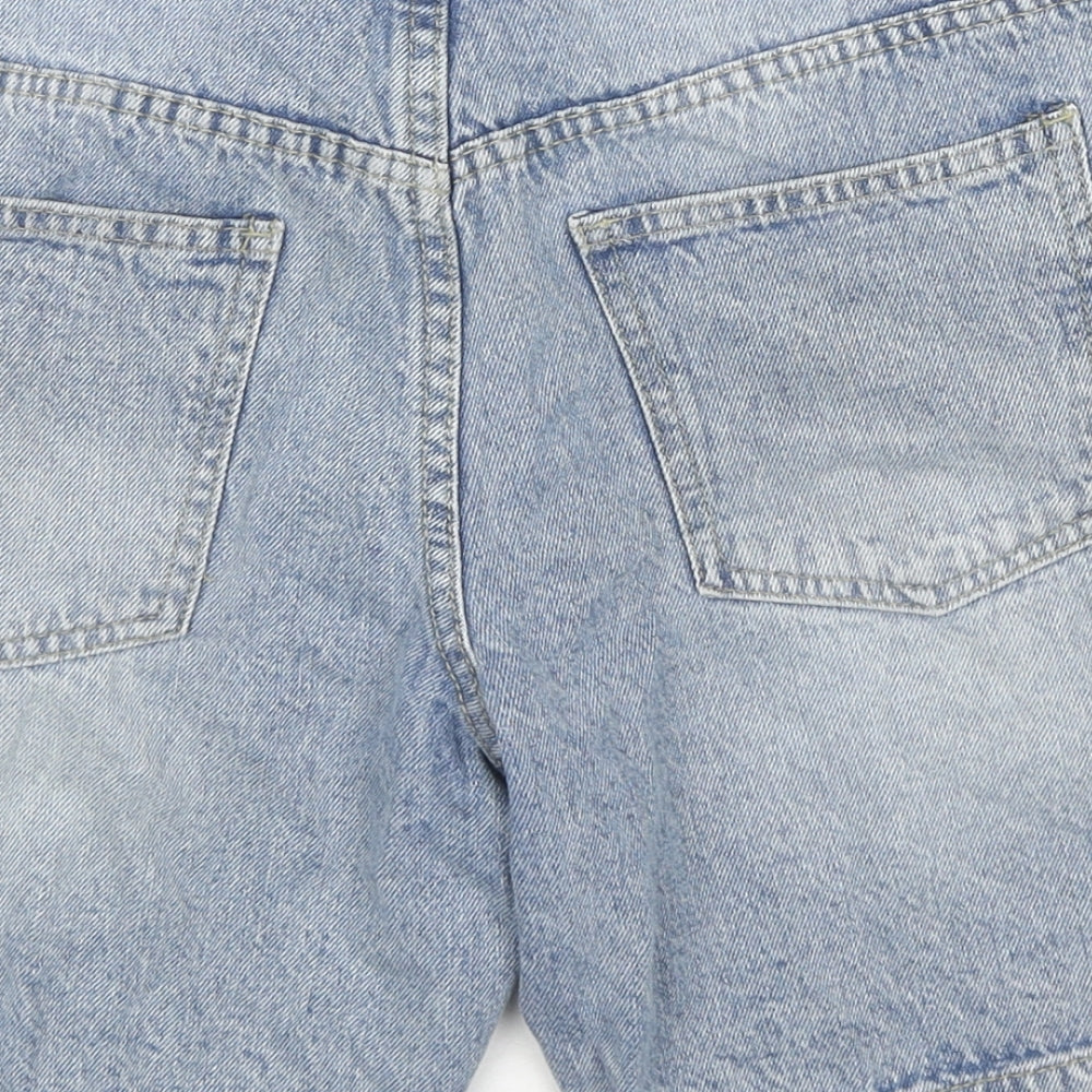 Boohoo Mens Blue Cotton Chino Shorts Size 28 in L6 in Regular Zip