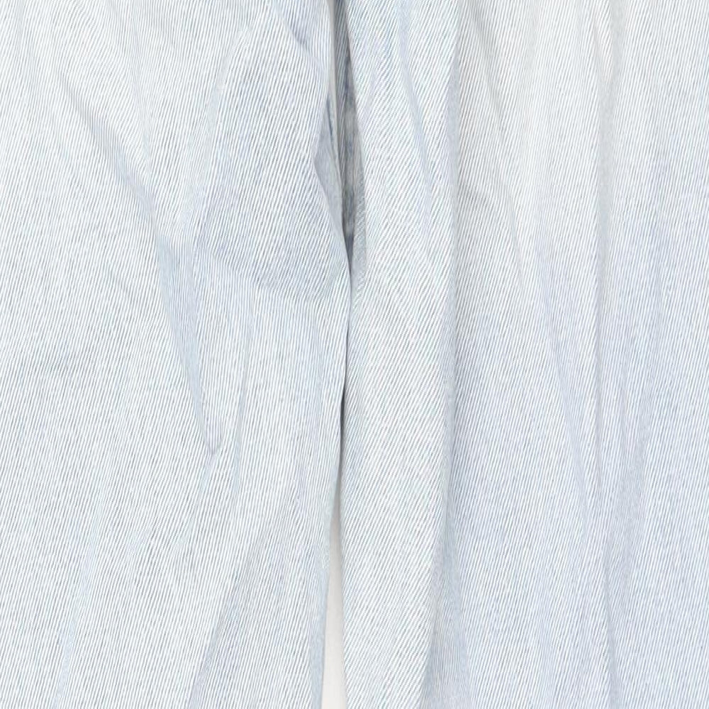 Bershka Womens Blue Cotton Straight Jeans Size 30 L29 in Regular Zip