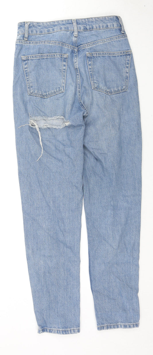 Topshop Womens Blue Cotton Straight Jeans Size 25 in L32 in Regular Zip