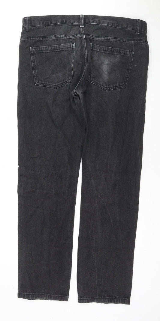 Denim & Co. Womens Black Cotton Straight Jeans Size 34 in L32 in Regular Zip