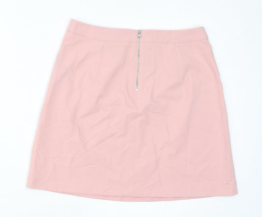 ASOS Womens Pink Polyester A-Line Skirt Size 10 Zip