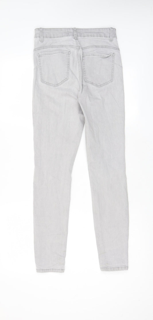 Denim & Co. Womens Grey Cotton Skinny Jeans Size 10 L28 in Regular Zip - Pockets