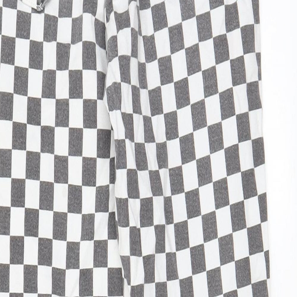 Pull&Bear Womens Grey Check Cotton Straight Jeans Size 30 in L28 in Regular Zip - Pockets