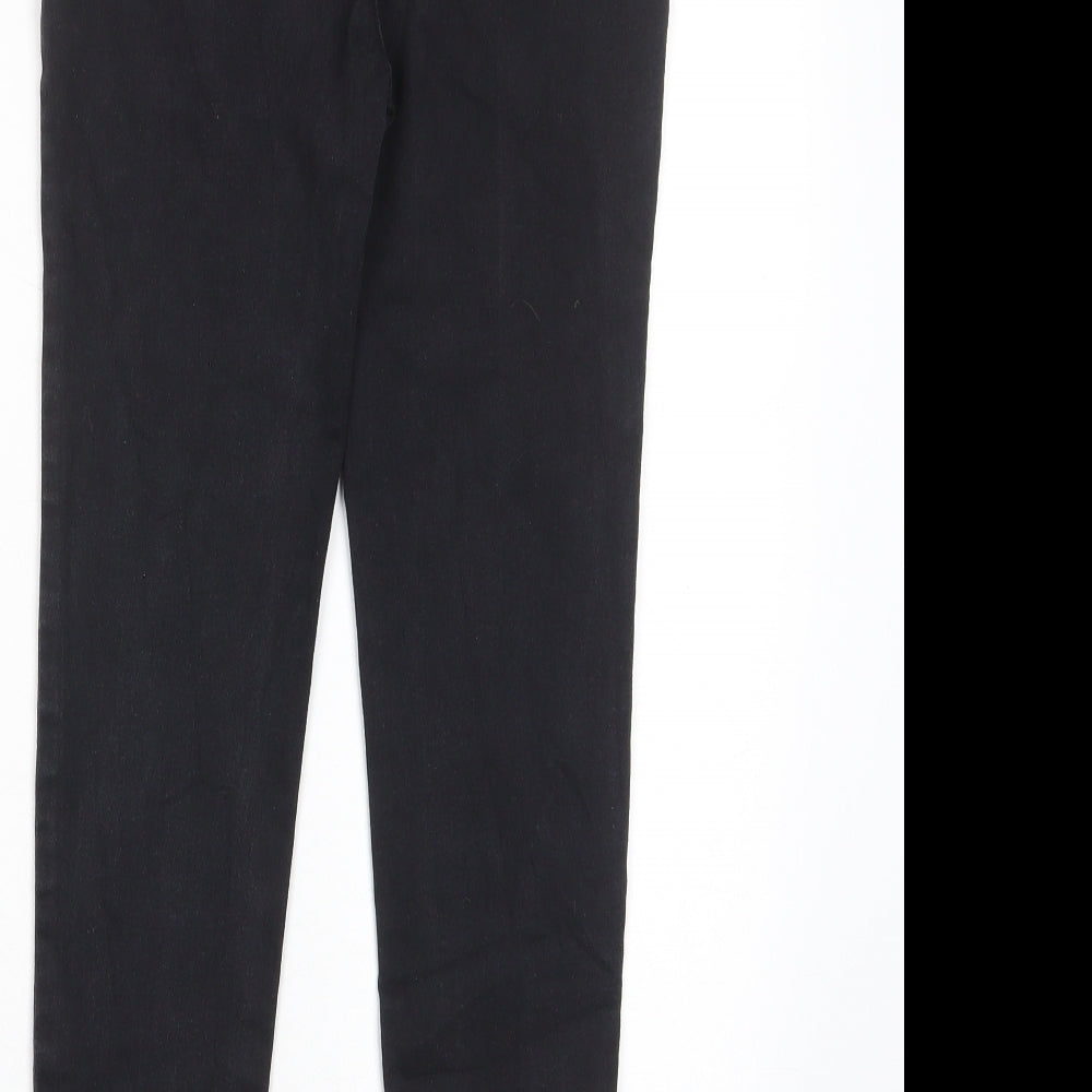 Denim & Co. Girls Grey Cotton Skinny Jeans Size 12-13 Years L26 in Regular Zip - Pockets, Adjustable Waist