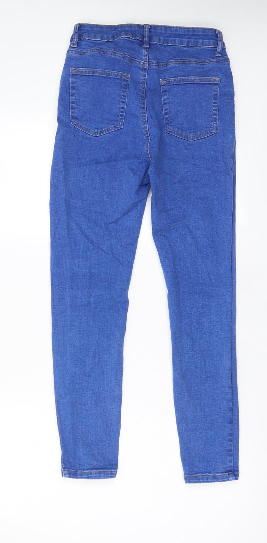 Denim & Co. Womens Blue Cotton Skinny Jeans Size 10 L27 in Regular Zip - Pockets