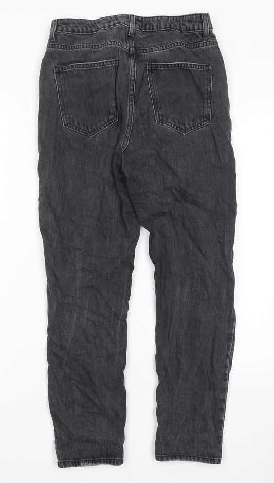 New Look Womens Grey Cotton Mom Jeans Size 8 L26 in Regular Zip - Pockets