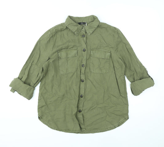 Womens UK Size XS Only Green Basic Button-Up