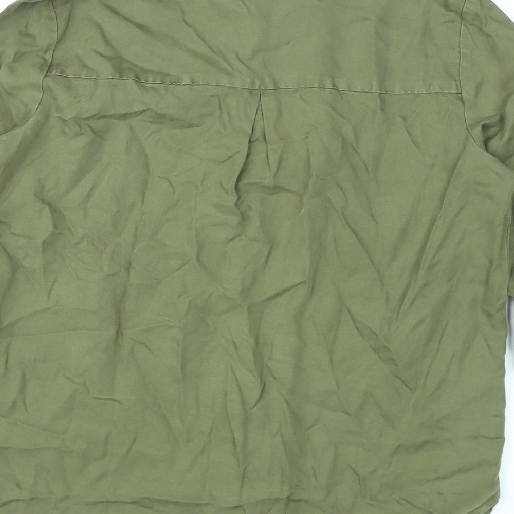 Womens UK Size XS Only Green Basic Button-Up
