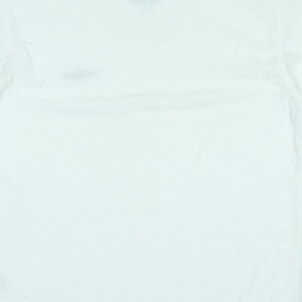 Umbro Mens White Polyester Basic T-Shirt Size L V-Neck Pullover - Logo