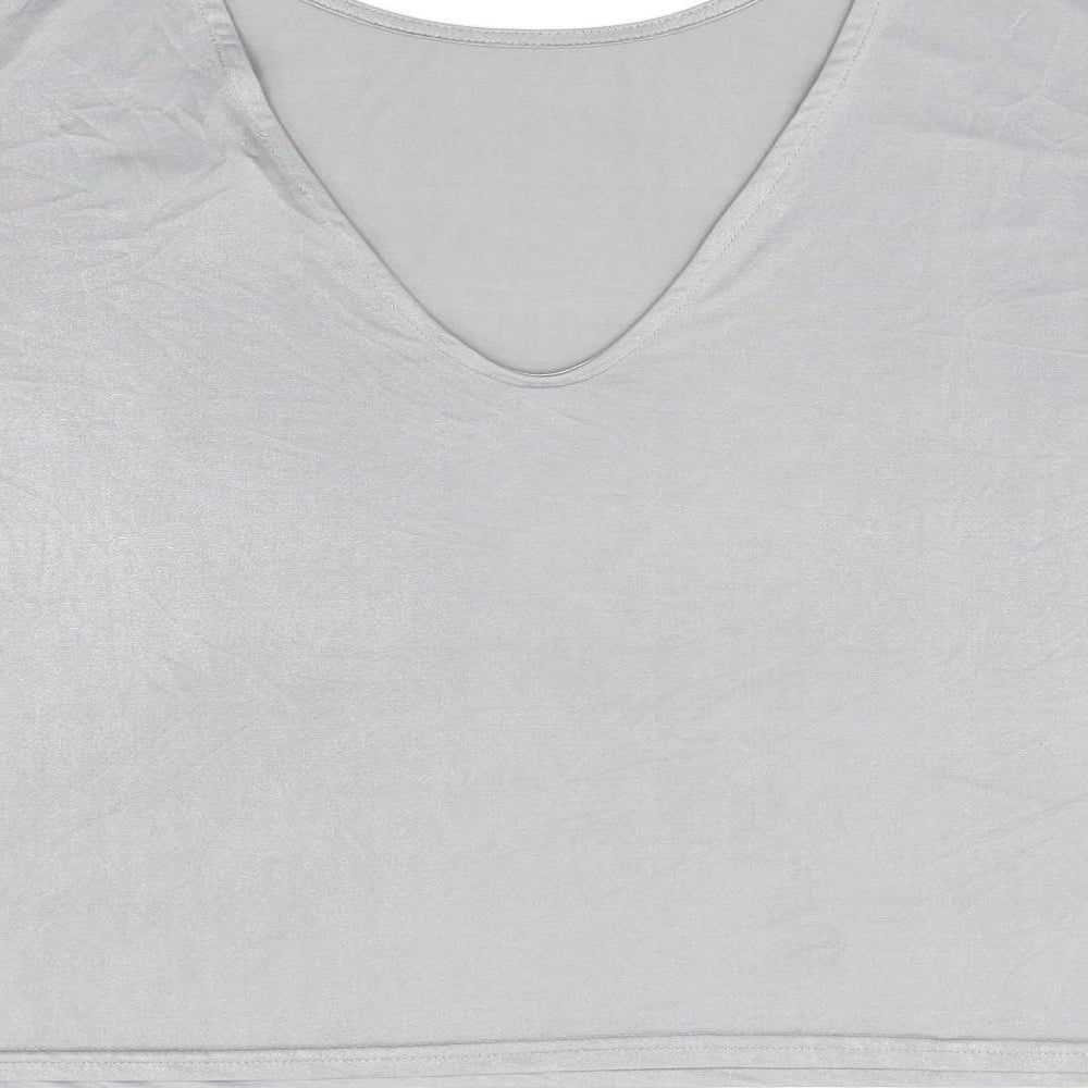 Womens UK Size 8 River Island Grey Basic T-Shirt