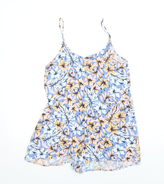 New Look Womens Multicoloured Floral Viscose Romper One-Piece Size 10 Pullover