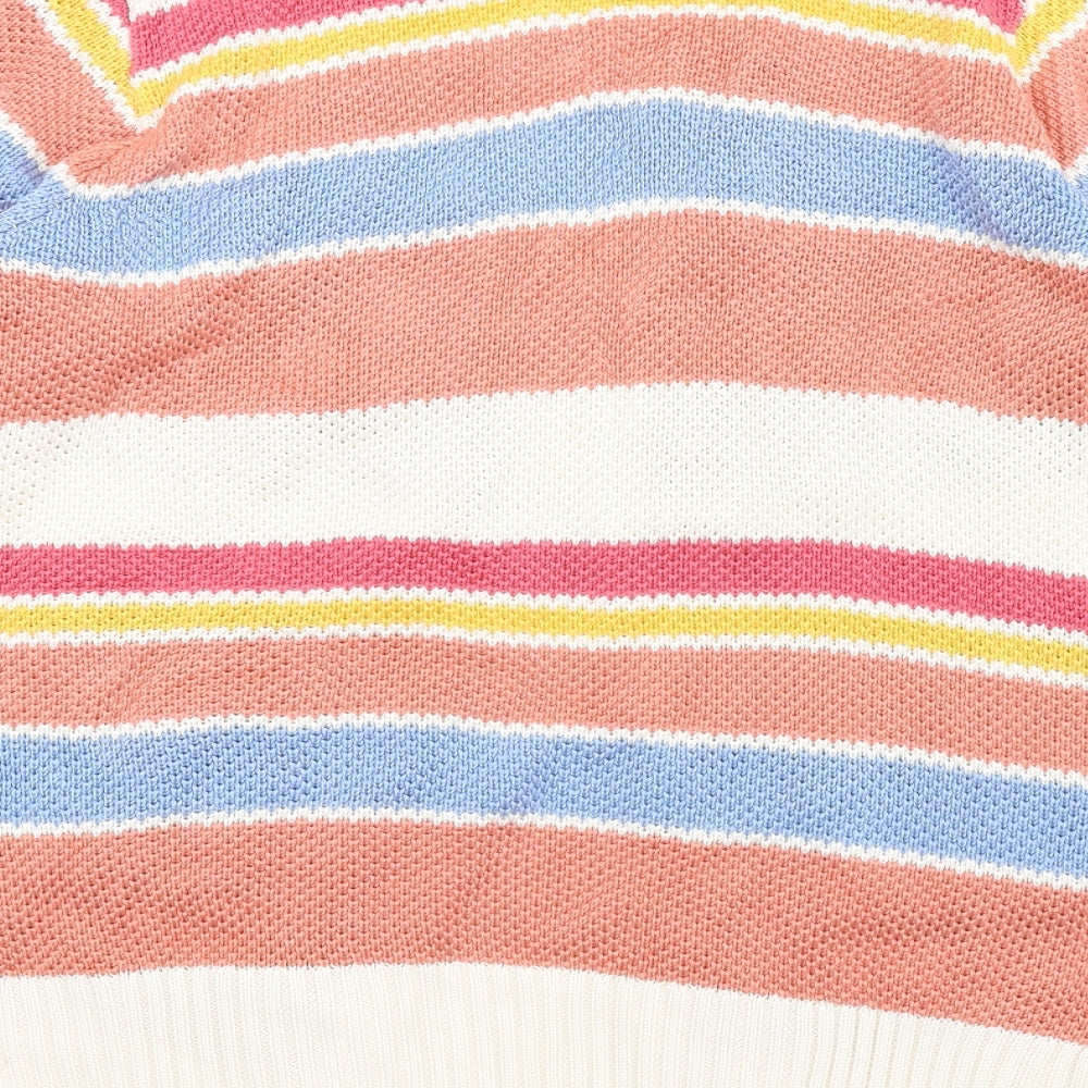 Piping Hot Womens Multicoloured V-Neck Striped Acrylic Cardigan Jumper Size 12