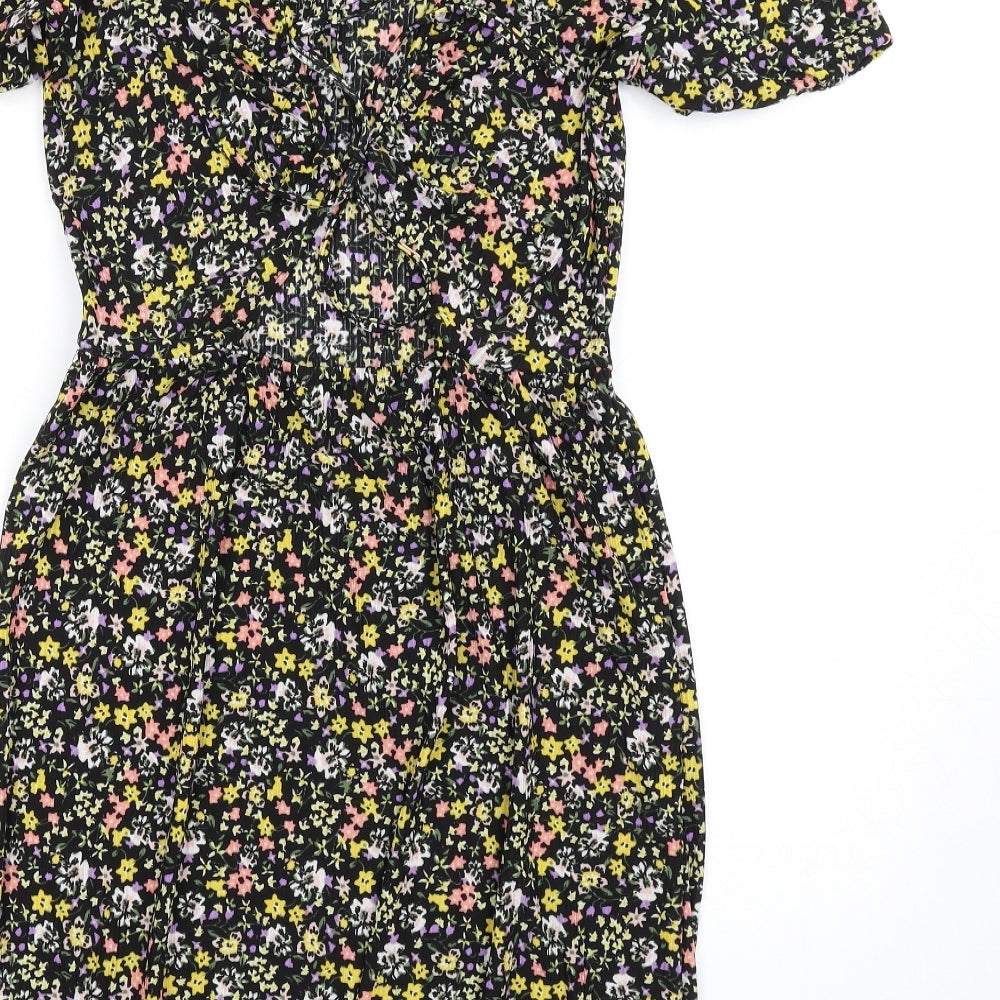 QED London Womens Multicoloured Floral Polyester A-Line Size 10 Round Neck Tie