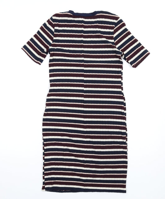 Dorothy Perkins Womens Multicoloured Striped Polyester Bodycon Size 10 Round Neck Pullover