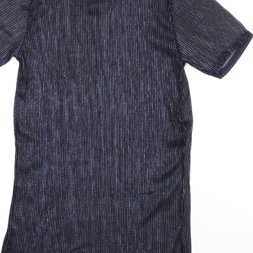 Ayanapa Womens Blue Polyester T-Shirt Dress Size S Round Neck Pullover