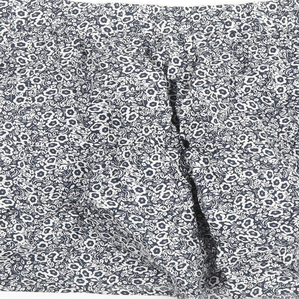 Marks and Spencer Womens Blue Floral Cotton Swing Skirt Size 18 - Elasticated Waist