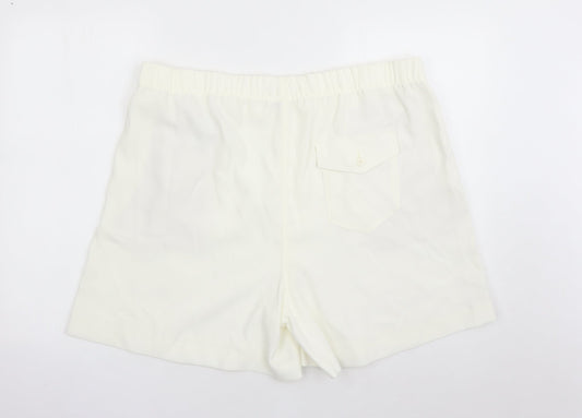 Marks and Spencer Womens Ivory Polyester Bermuda Shorts Size 20 L5 in Regular - Elasticated Waist