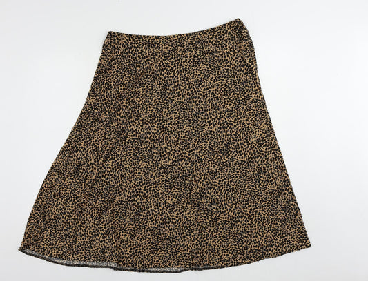 Oasis Womens Brown Animal Print Polyester A-Line Skirt Size XL - Elastic Waist