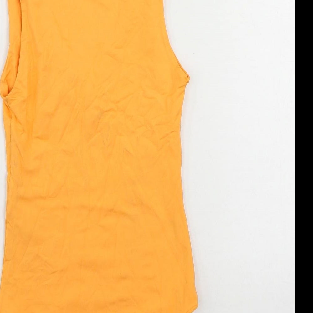 Stradivarius Womens Orange Polyamide Bodysuit One-Piece Size XS Snap
