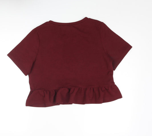 Divided by H&M Womens Red Polyester Basic Blouse Size M Round Neck - Peplum