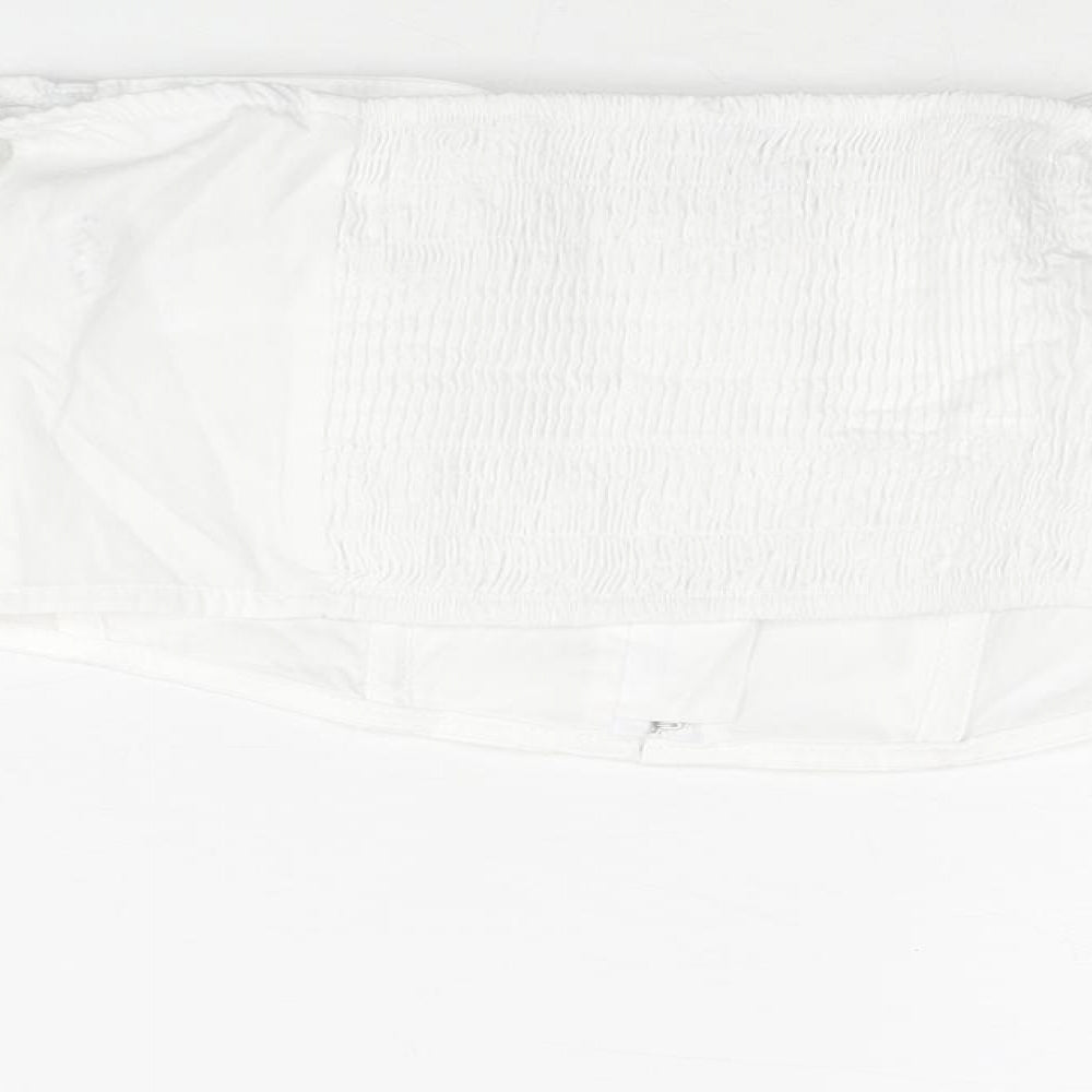 Womens UK Size S Stradivarius White Cropped Blouse