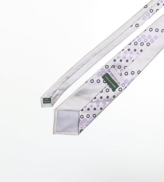 Lloyd Attree & Smith Mens Silver Polyester Pointed Tie One Size - Spotted Detail