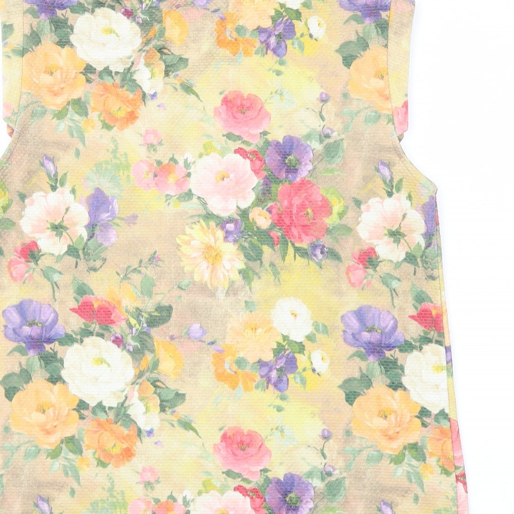 Therapy Womens Multicoloured Floral Polyester Basic Blouse Size 10 Round Neck