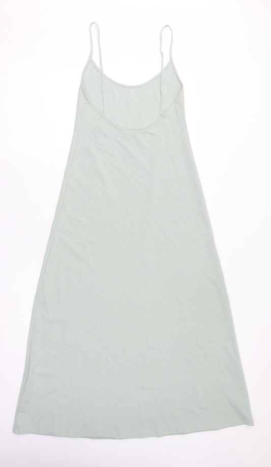 Zara Womens Green Polyester A-Line Size XS Round Neck Pullover