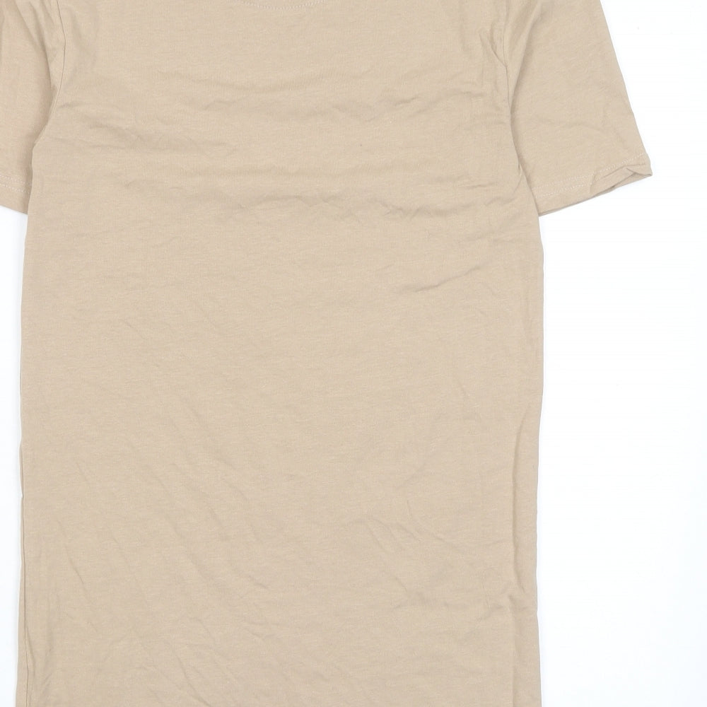 Mens UK Size S Boohoo Beige T-Shirt