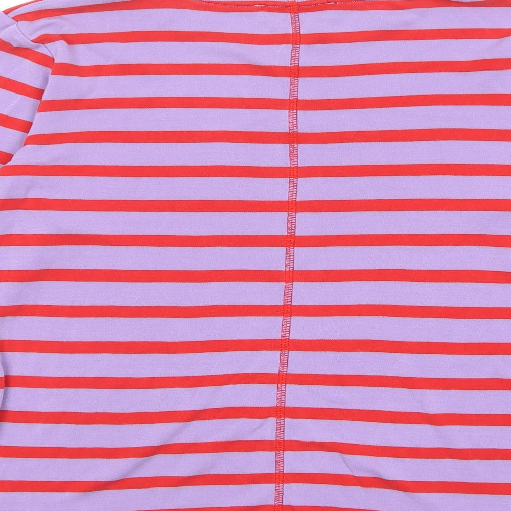 Autograph Womens Purple Striped Lyocell Basic T-Shirt Size 8 Crew Neck