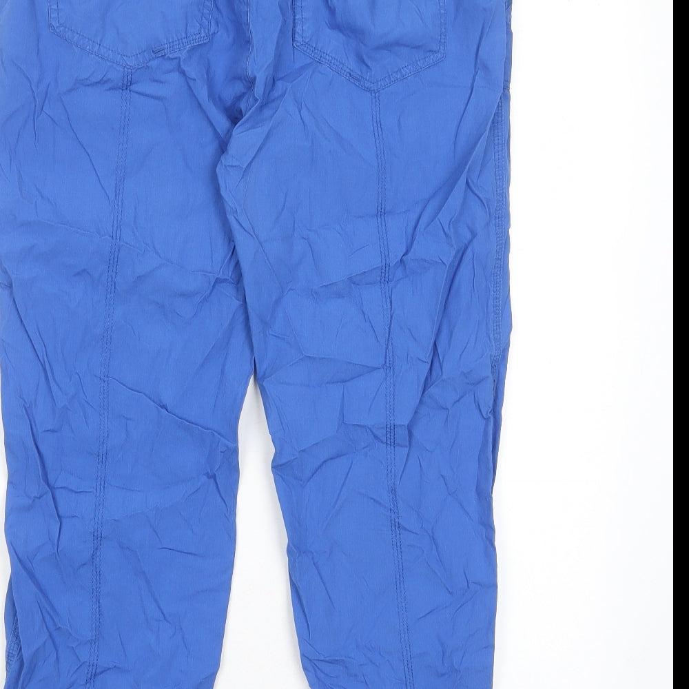 Fragile Womens Blue Cotton Cropped Trousers Size 30 in L20 in Regular Zip - Pockets