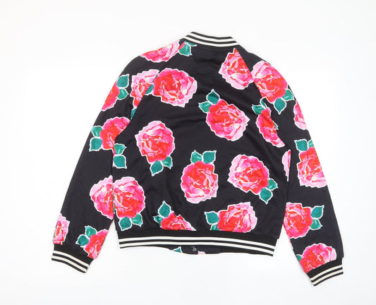 Missguided Womens Multicoloured Floral Jacket Size 8 Button - Pockets