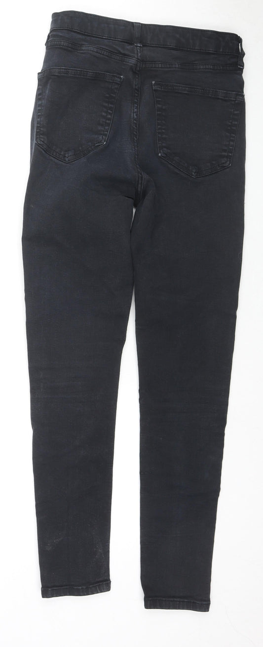 Topshop Womens Black Cotton Skinny Jeans Size 28 L32 in Regular Zip