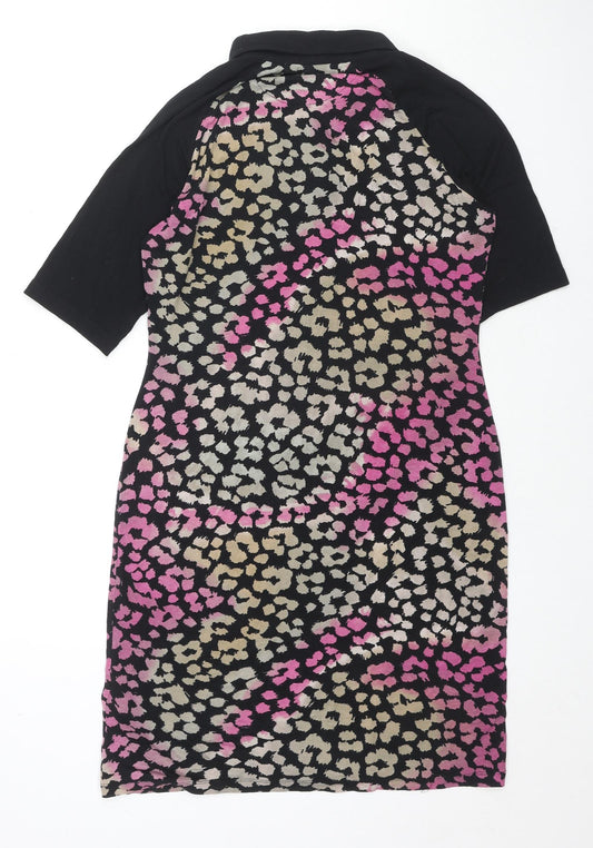 NEXT Womens Multicoloured Geometric Viscose A-Line Size 12 Collared Button