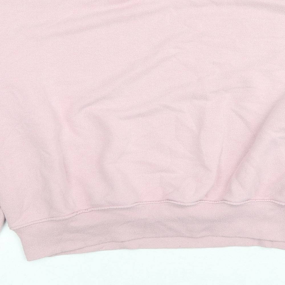 Bershka Womens Pink Cotton Pullover Sweatshirt Size M Pullover - Fashion Cuts