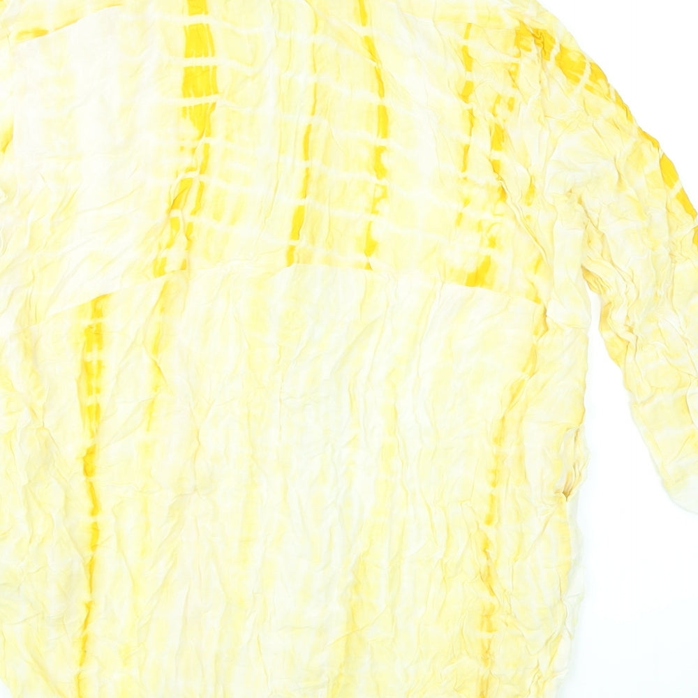 QED London Womens Yellow Tie Dye Polyester Shirt Dress Size M Collared Button