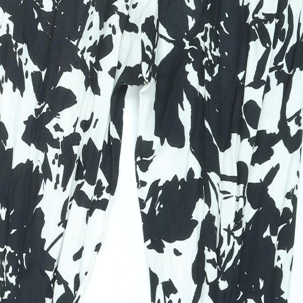 AM London Womens White Geometric Viscose Trousers Size 10 L27 in Regular